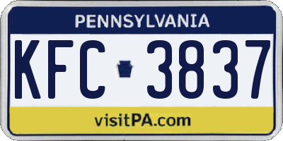 PA license plate KFC3837