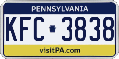 PA license plate KFC3838