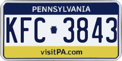 PA license plate KFC3843