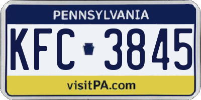 PA license plate KFC3845