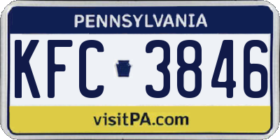 PA license plate KFC3846