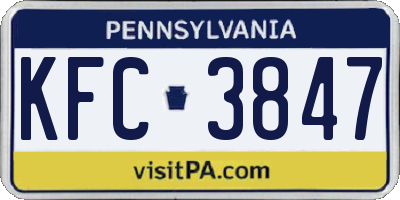 PA license plate KFC3847