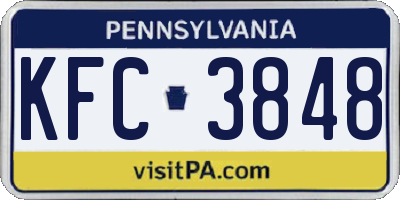 PA license plate KFC3848