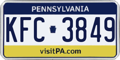 PA license plate KFC3849