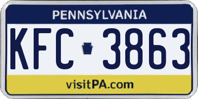 PA license plate KFC3863