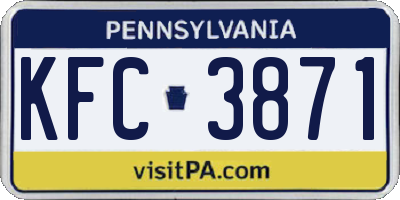 PA license plate KFC3871