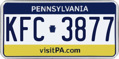 PA license plate KFC3877