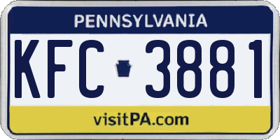 PA license plate KFC3881