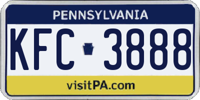PA license plate KFC3888