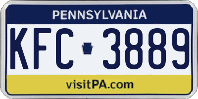 PA license plate KFC3889