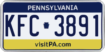 PA license plate KFC3891