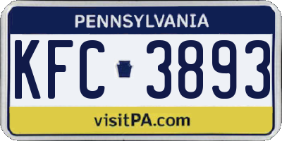 PA license plate KFC3893