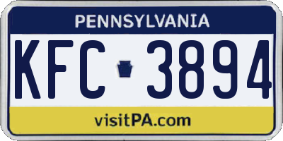 PA license plate KFC3894