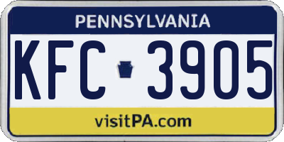 PA license plate KFC3905