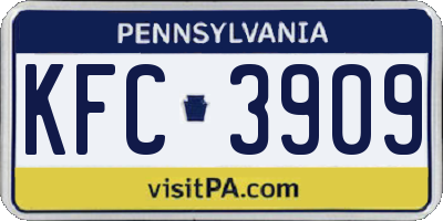PA license plate KFC3909