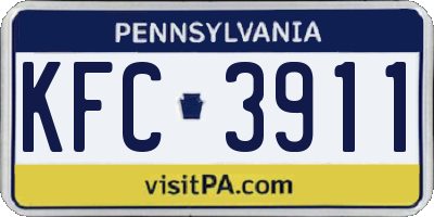 PA license plate KFC3911