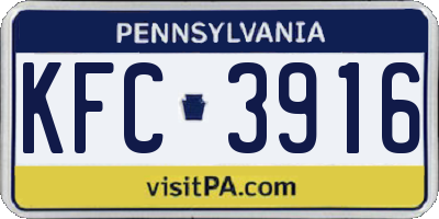 PA license plate KFC3916