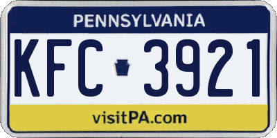 PA license plate KFC3921