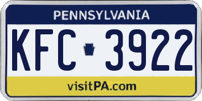 PA license plate KFC3922