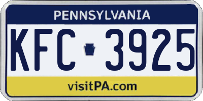 PA license plate KFC3925