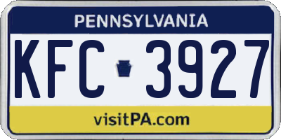 PA license plate KFC3927