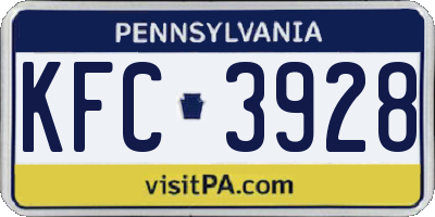 PA license plate KFC3928
