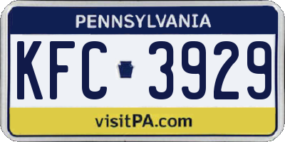 PA license plate KFC3929