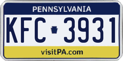 PA license plate KFC3931