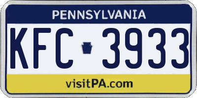 PA license plate KFC3933