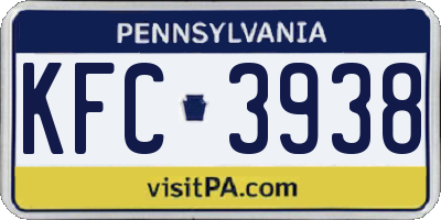 PA license plate KFC3938