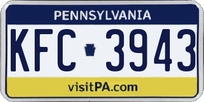 PA license plate KFC3943
