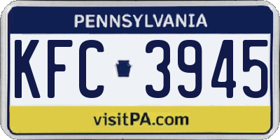 PA license plate KFC3945
