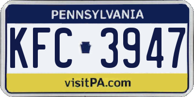 PA license plate KFC3947