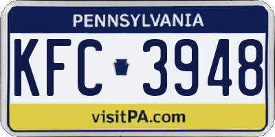PA license plate KFC3948