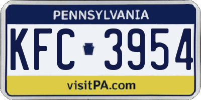PA license plate KFC3954