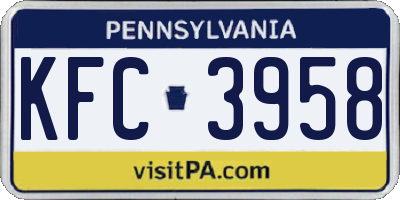 PA license plate KFC3958