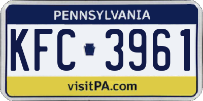 PA license plate KFC3961