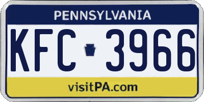 PA license plate KFC3966