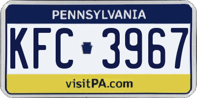 PA license plate KFC3967