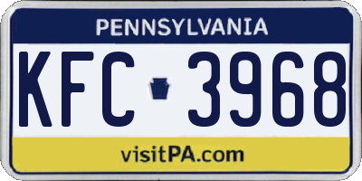 PA license plate KFC3968