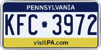 PA license plate KFC3972