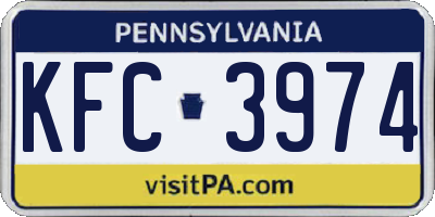 PA license plate KFC3974