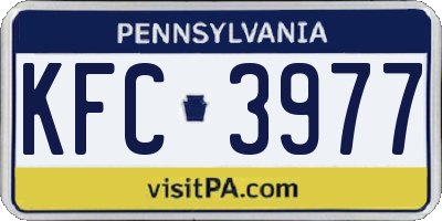 PA license plate KFC3977