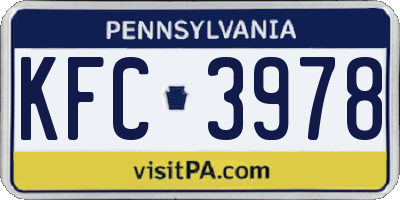 PA license plate KFC3978