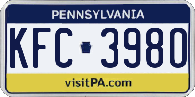 PA license plate KFC3980