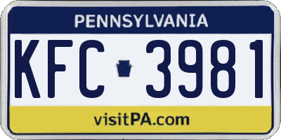 PA license plate KFC3981