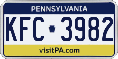 PA license plate KFC3982