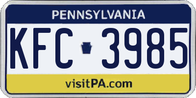 PA license plate KFC3985
