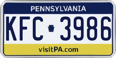 PA license plate KFC3986