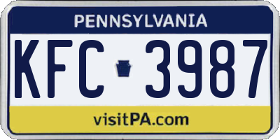 PA license plate KFC3987